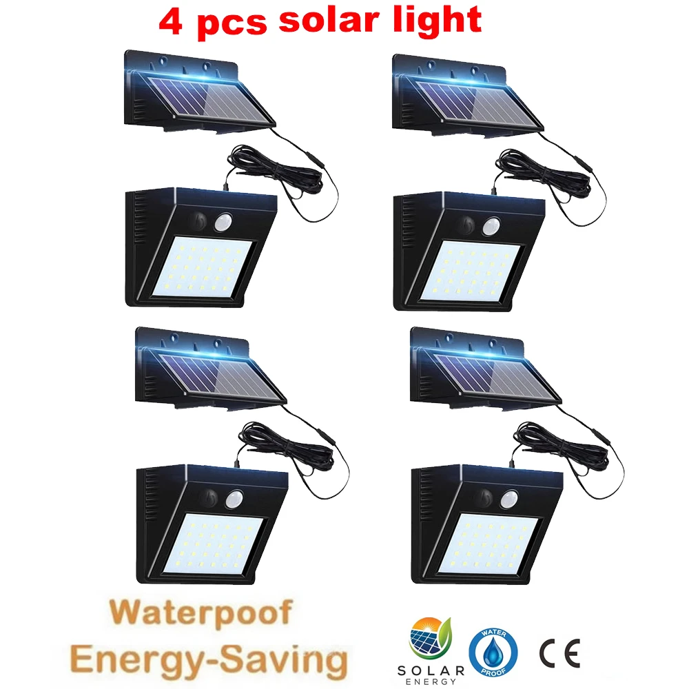 

30 LED Solar Rechargeable Garden light PIR Motion Sensor Lawn Lamp Night Security Wall Light Outdoor Yard Fence Emergency Lighti