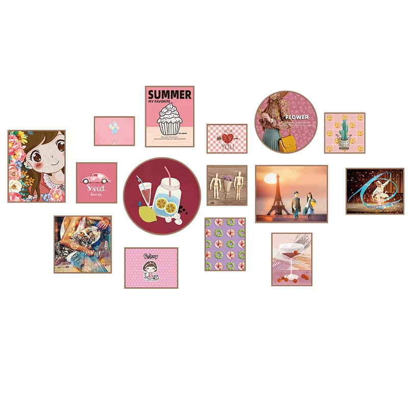 

16 Kinds Frame Photo Painting Wall Sticker Girl Room Decor Aesthetic Mural Bedroom Decals Home Decor Accessories Mural Removable