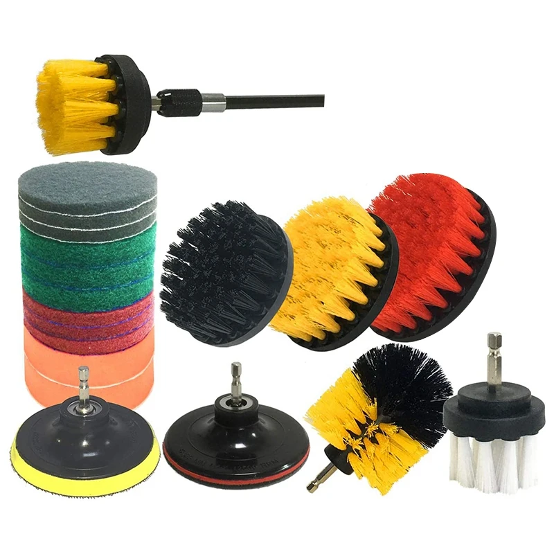 

20 шт. Набор насадок для сверлильной щетки, скрабы и губки для полировки, щетка для скруббера с удлиненным креплением