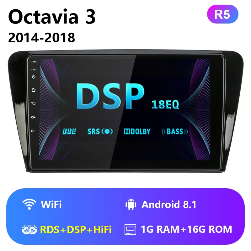 R5 10," 2Din Android 8,1 Автомагнитола для Volkswagen SKODA Octavia 3 A7- стерео Мультимедиа плеер навигация RDS головное устройство - Цвет: R5
