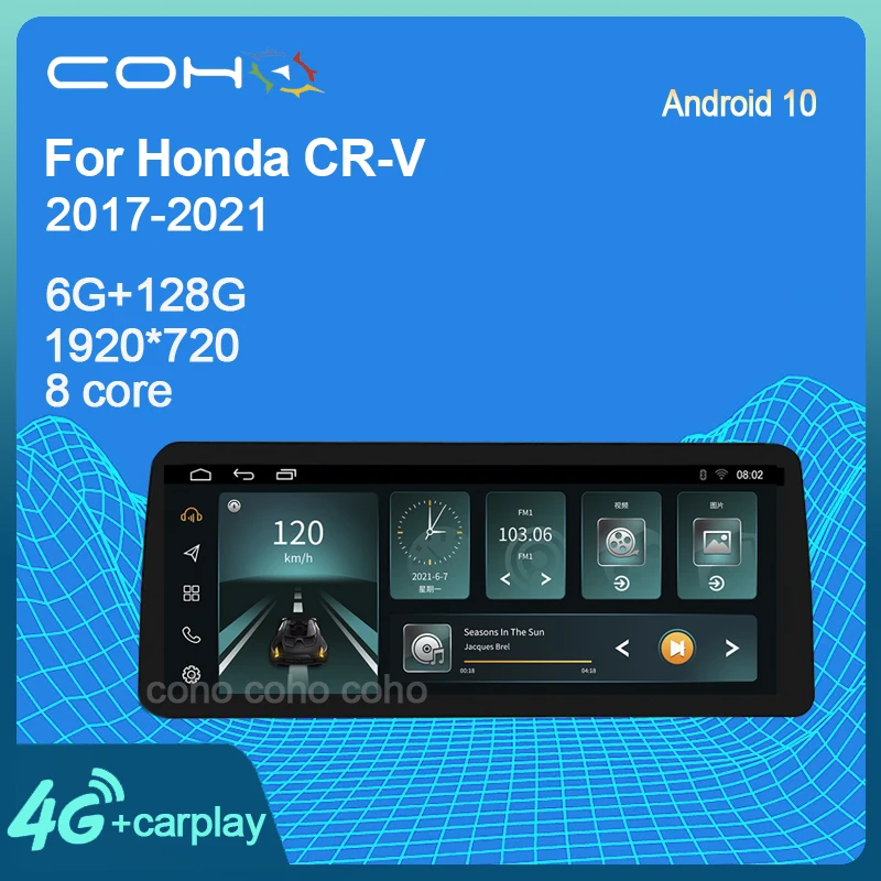 Автомобильный мультимедийный плеер 12 3 дюйма для Honda CR-V CRV 2017-2021 Android 10 Octa Core 6 + 128G