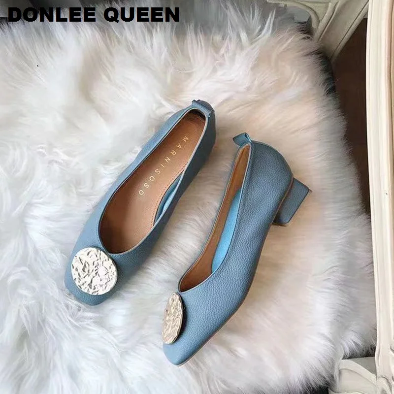 Брендовые туфли на плоской подошве с металлической пряжкой женские низком