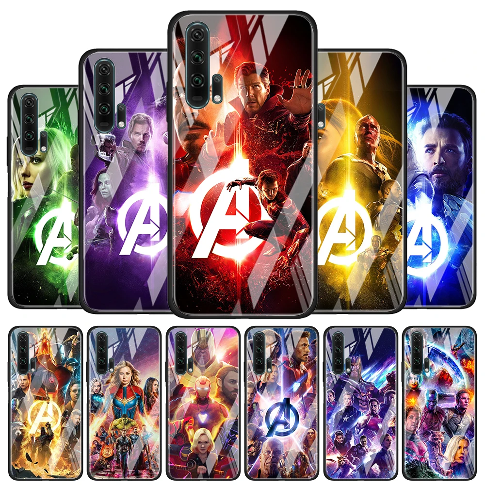 

Marvel hero colorful for Honor 30 20 10 9X Pro Plus Lite 8X Huawei Y8P Y6P Y5P Y9 Y7 Y6 2019 Tempered Glass Phone Case