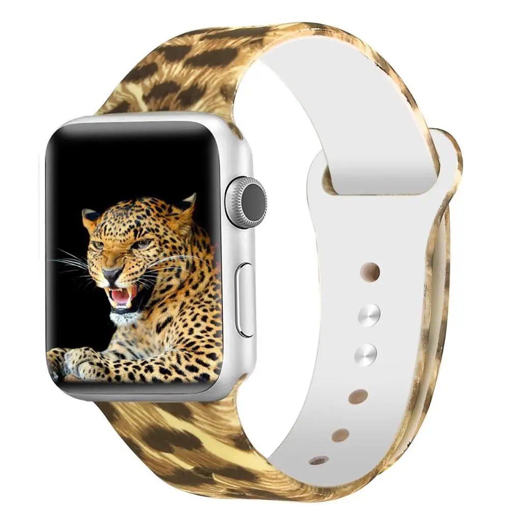 E Печатные силиконовый ремешок для наручных часов Apple Watch 38 мм/40 мм 42 мм/44 мм спортивный ремешок для наручных часов iwatch серии 4/3/2/1 Смарт-часы браслет - Цвет ремешка: E