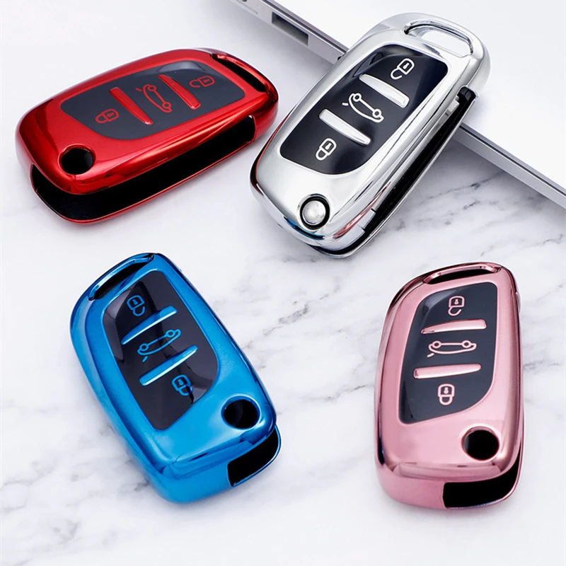 Чехол для автомобильного ключа Peugeot Citroen C1 C2 C3 C4 C5 DS3 DS4 DS5 DS6 мягкий ТПУ с 3
