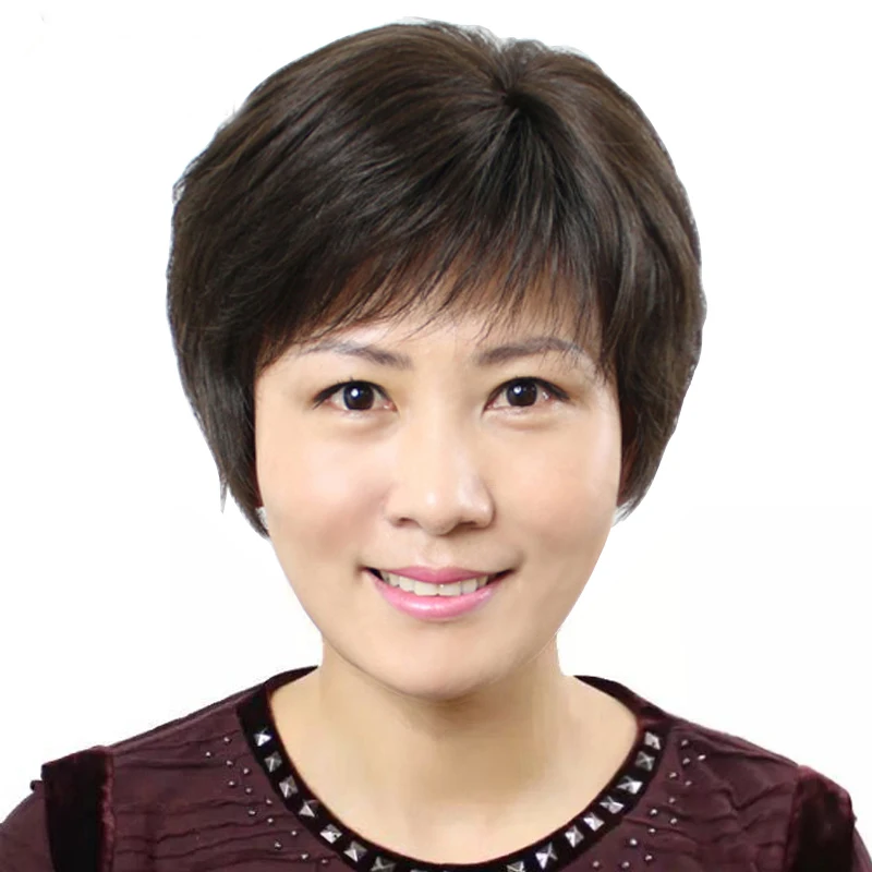 

Женский парик LANLAN с короткими волосами, натуральные волосы для женщин среднего и пожилого возраста, невидимый бесшовный пушистый натуральн...