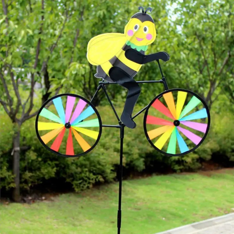 

Lovely Lovely Handmade Wind Spinner Cartoon Animal Biking Garden Yard Party Camping Windmill Kids Educational Toy Birthday Gift