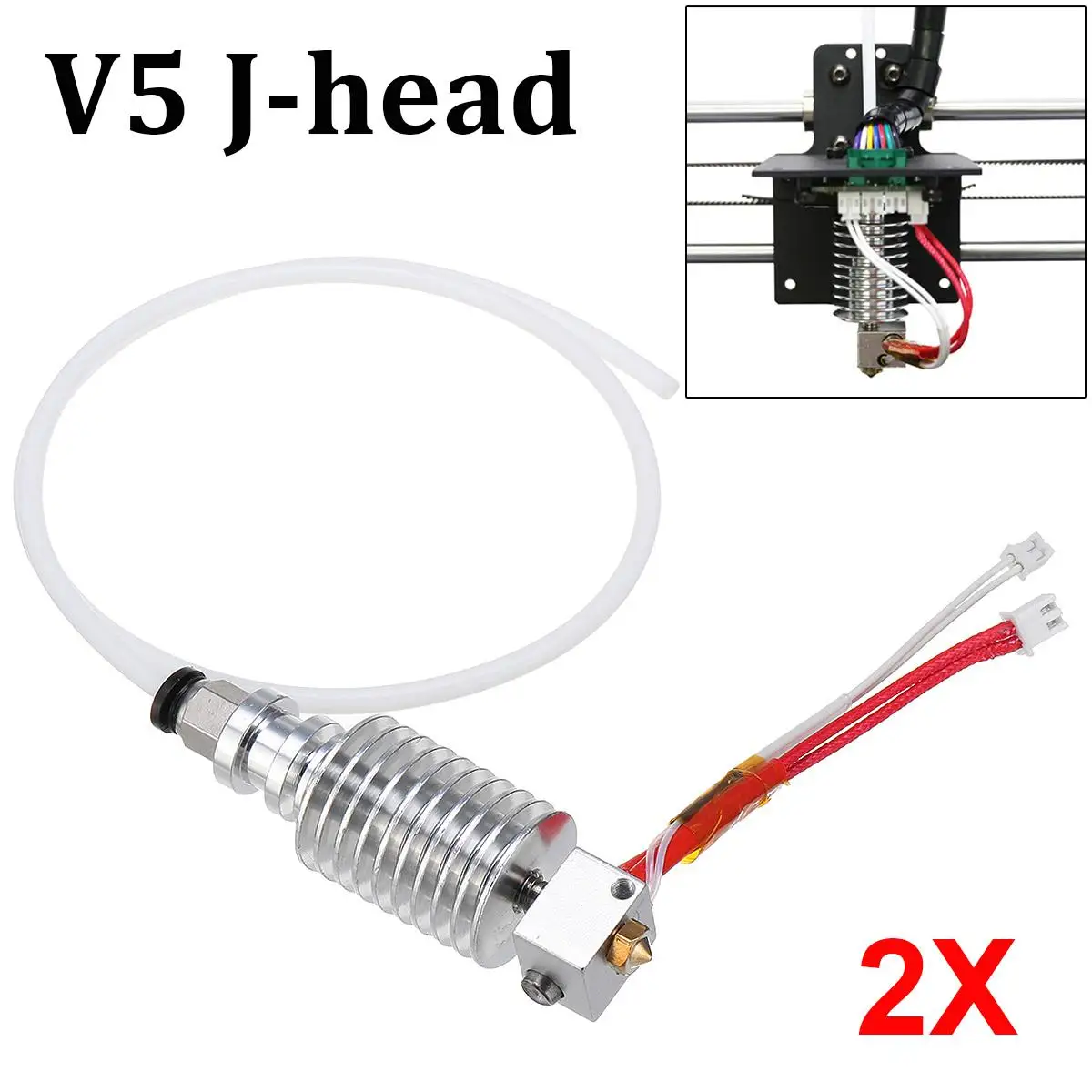 

2pcs/set 12V 40W 0.4mm V5 J-head Hotend Kit Updated Straight-type Hotend Kit Extruder for ANYCUBIC for I3 Mega 3D Printer