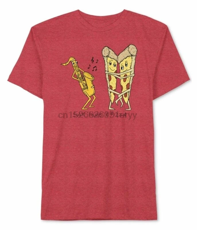 Новинка 24 Мужская футболка с графическим принтом JEM Red Heather Топ Sax Hugs &amp Pizza |