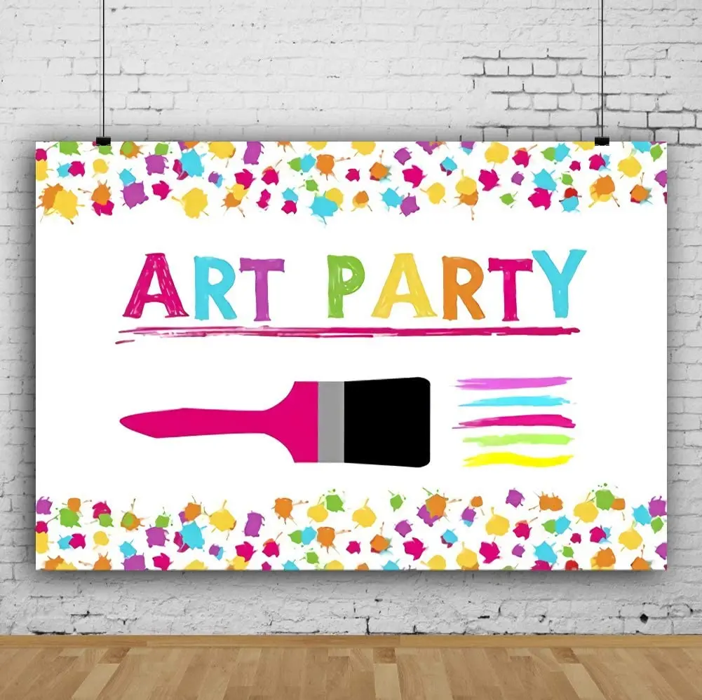

Paint Brush Colorful Photography Backdrop Splashes Graffiti Splatters Vinyl Background Kids Birthday Party Banner Supplies