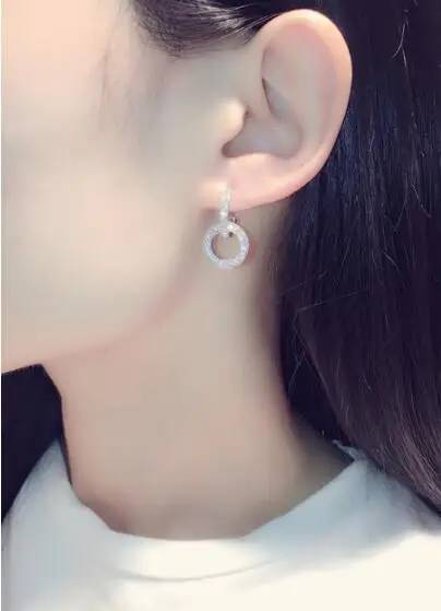 

New Like Flowers Blossoming Stud Earrings Cubic Zircon Girl Brincos White Gold-Color Jewelry For Women Wedding Gift