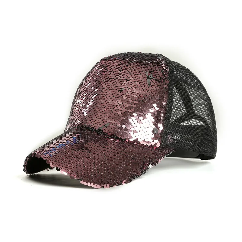 

Tennis Hat Women Men Unisex Two-color Adjustable For Mermaid Sequins Diy Baseball Tennis Cap Mesh Gauze Sunscreen Sun Hat