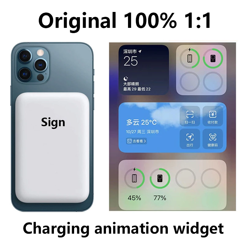 

NEW 1:1 5000mAh Portable Magnetic Wireless Power Bank For iphone 13 12 11 Pro Max Mini 8 X XS XR Mobile Phone External Battery