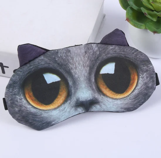 Cat dark gray С рисунком собачки и котика ночная маска для лица на основе маска для глаз тени для век Обложка козырек от солнца натуральный спальный глазную повязку Для женщин Для мужчин мягкие Портативный повязка дорожная защита для глаз - Цвет: Cat dark gray