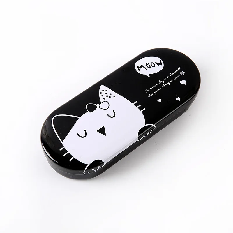 black case white cat Мультяшный Чехол для очков для женщин, милый Высококачественный жесткий чехол для очков, милый защитный футляр для очков, Чехол для очков для девочек - Цвет: black case white cat
