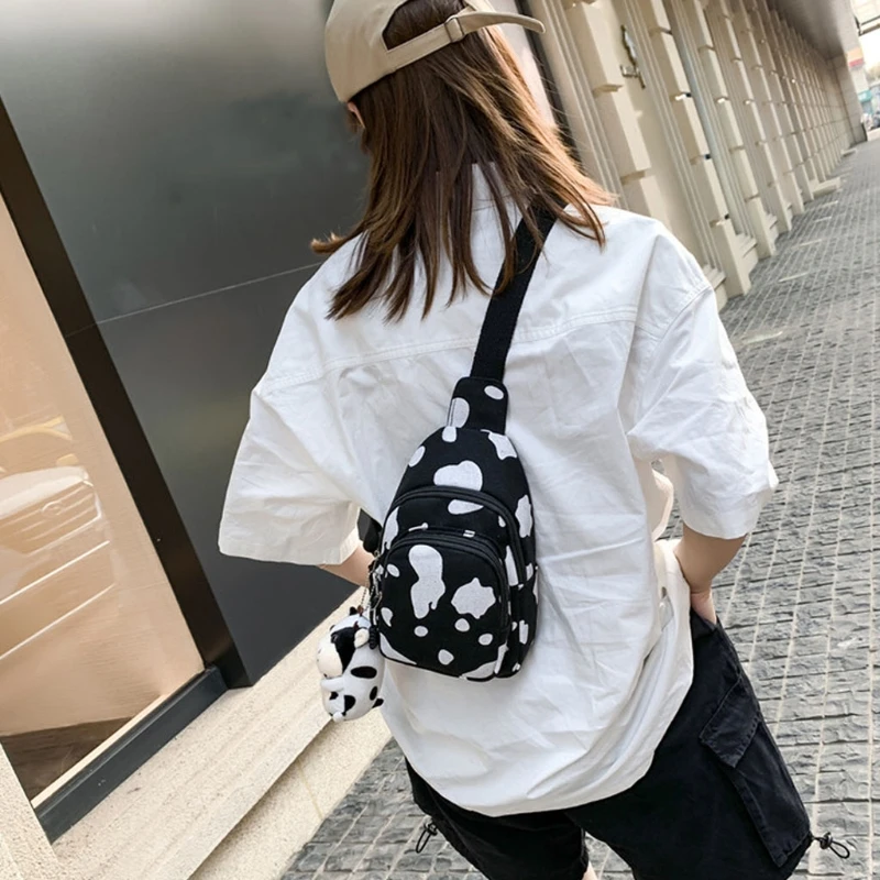 

Women Cute Cow Print Purse Canvas Cell Phone Bag Sling Bag Crossbody Bag