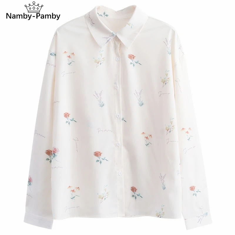 

Blouses Women Simple Designer Elegant Chiffon Shirt Women Floral Pattern Chic Trendy All Match Ulzzang Shirt Ladies Leisure Tops