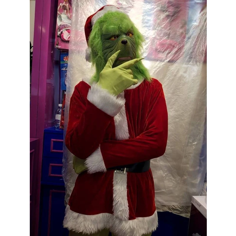 Grinch Christmas Cosplay Costume How The Grinch Stole Christmas Outfits With Mask Props