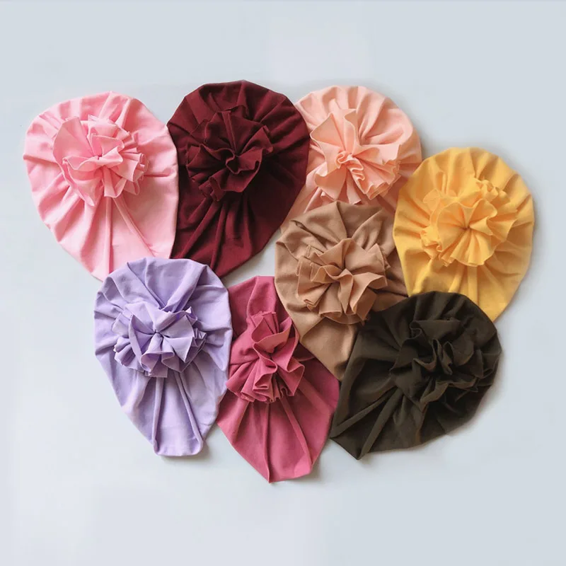 Yuxic/Детские шапки для новорожденных Однотонные с цветами маленьких девочек Сезон