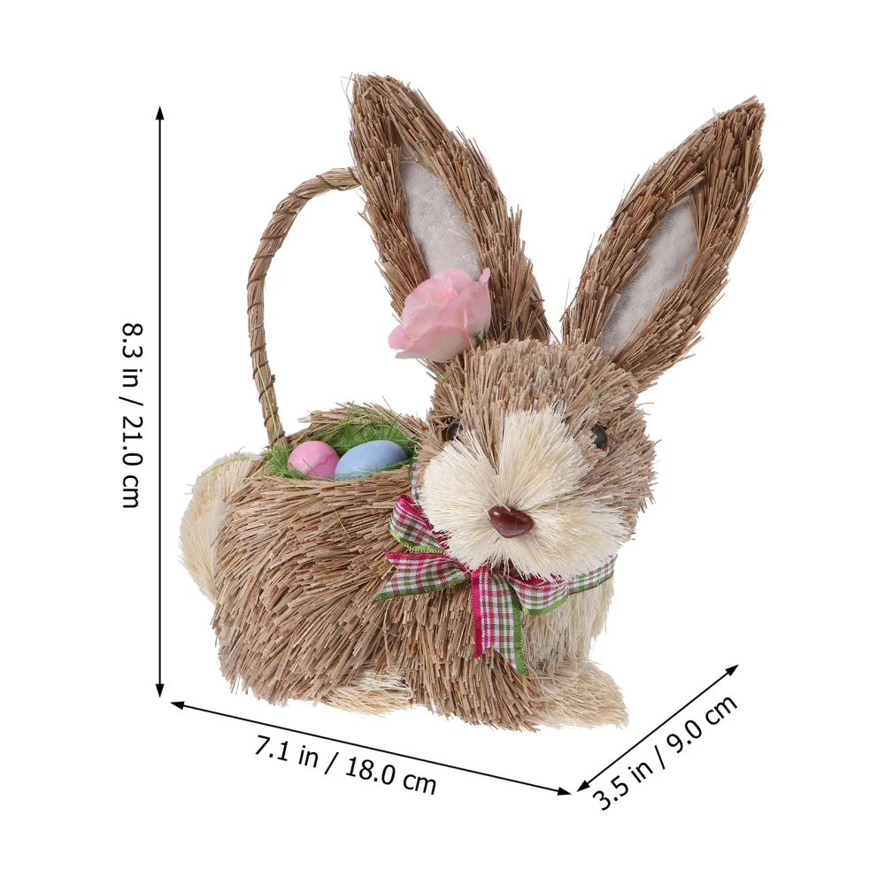 

Easter Straw Woven Bunny Furniture Hand-woven Rabbit Animal Adornment Craft