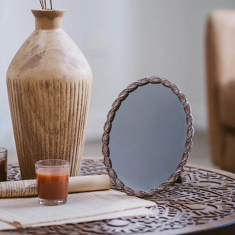 Винтажное зеркало для макияжа с элегантными кристаллами Стразы Декор