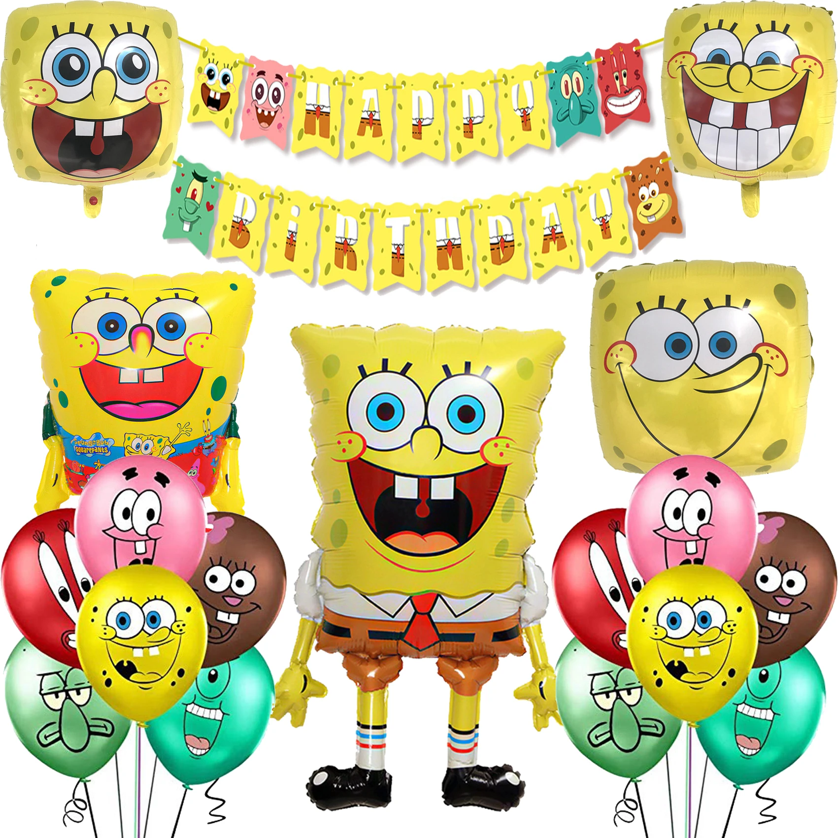 1 комплект Spongebaby шарики желтые смайлик латексных воздушных шаров с торт топпера