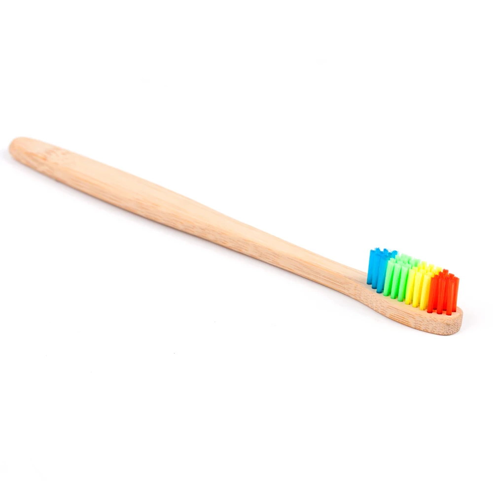 rainbow toothbrush 2 шт. натуральный бамбук мягкая щетина деревянная основа Портативный уход за полостью рта наборы Держатель для зубных щеток - Цвет: rainbow toothbrush