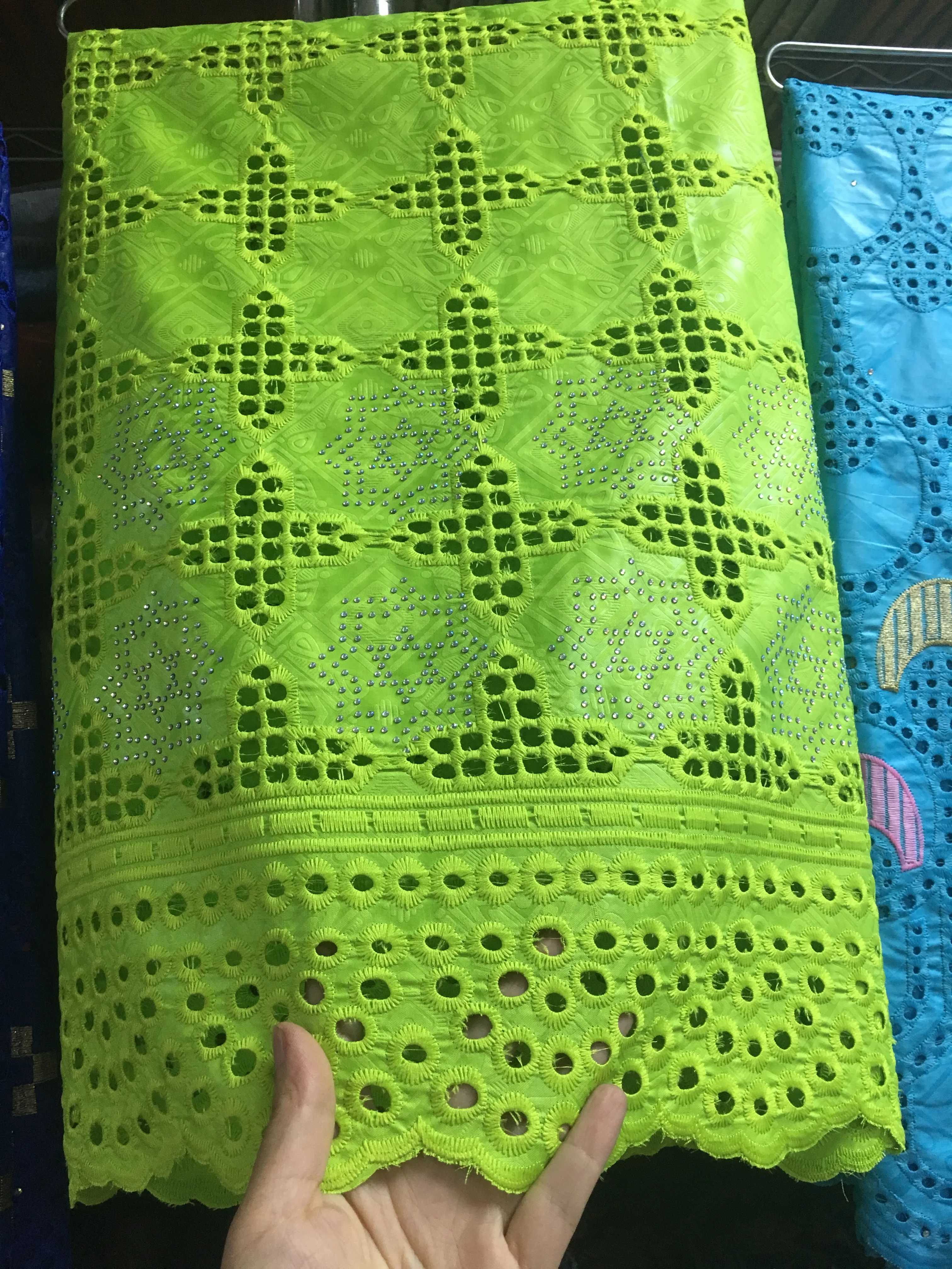 Новая зеленая парчовая ткань вышивка французское ажурное кружево