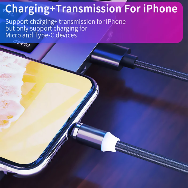 Магнитный usb кабель для iPhone Huawei Samsung Type C зарядный магнитный Micro USB Мобильный
