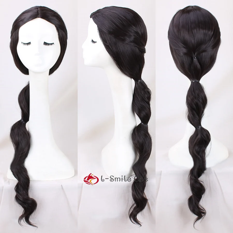 

Jasmine Princess Cosplay Wig 85cm Long Braid Black Brown Center Parting Anime Wig Heat Resistant Synthetic Hair Wigs + Wig Cap
