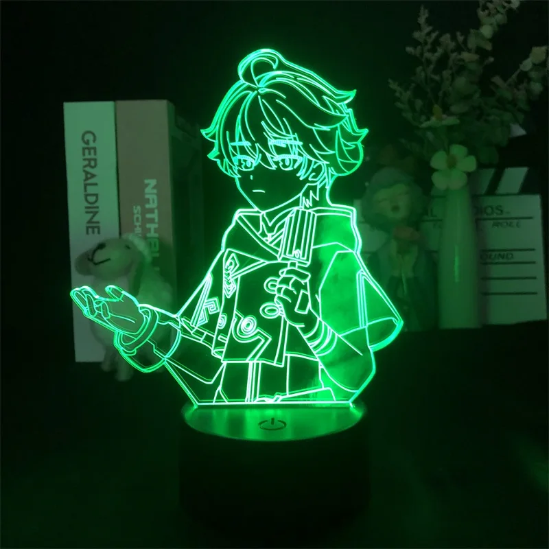 

Genshin Impact Chongyun Game Delivery Projector 3D Night Light Alarm Clock Base Nightlight Decoration Battery Operated Desk Room