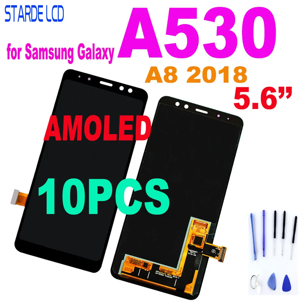 10 шт. AMOLED 5 6 ''ЖК дисплей для SAMSUNG Galaxy A8 2018 LCD A530 ЖК сенсорный экран дигитайзер в
