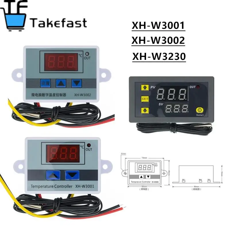 Цифровой светодиодный регулятор температуры переменный ток 110-220 В Φ W3002 W3230 для