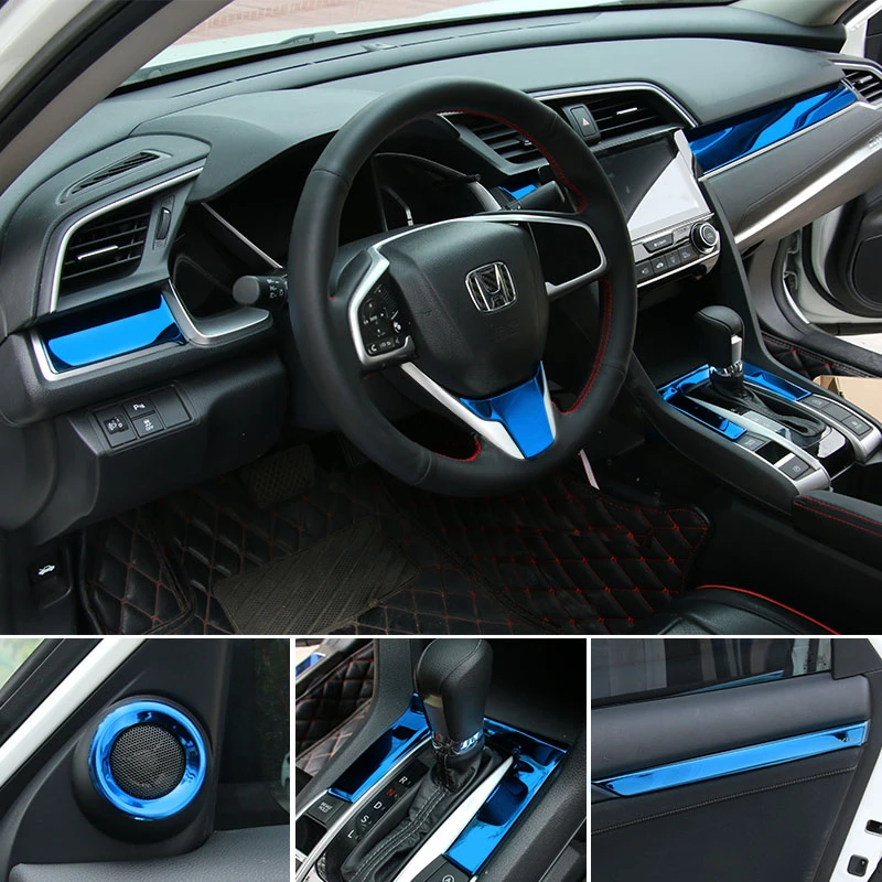 304 нержавеющая сталь внутренняя отделка украшения для Honda Civic драгоценный камень синий автомобиль Стайлинг Аксессуары