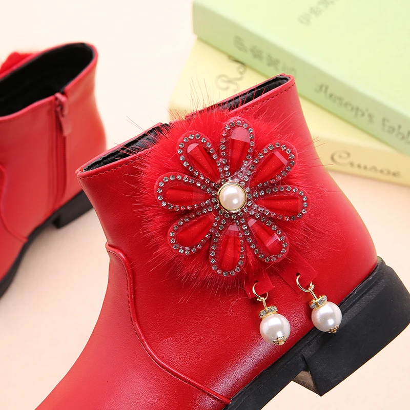 2018 ботинки детские кожаные зимние меховые ботильоны для мальчиков модные