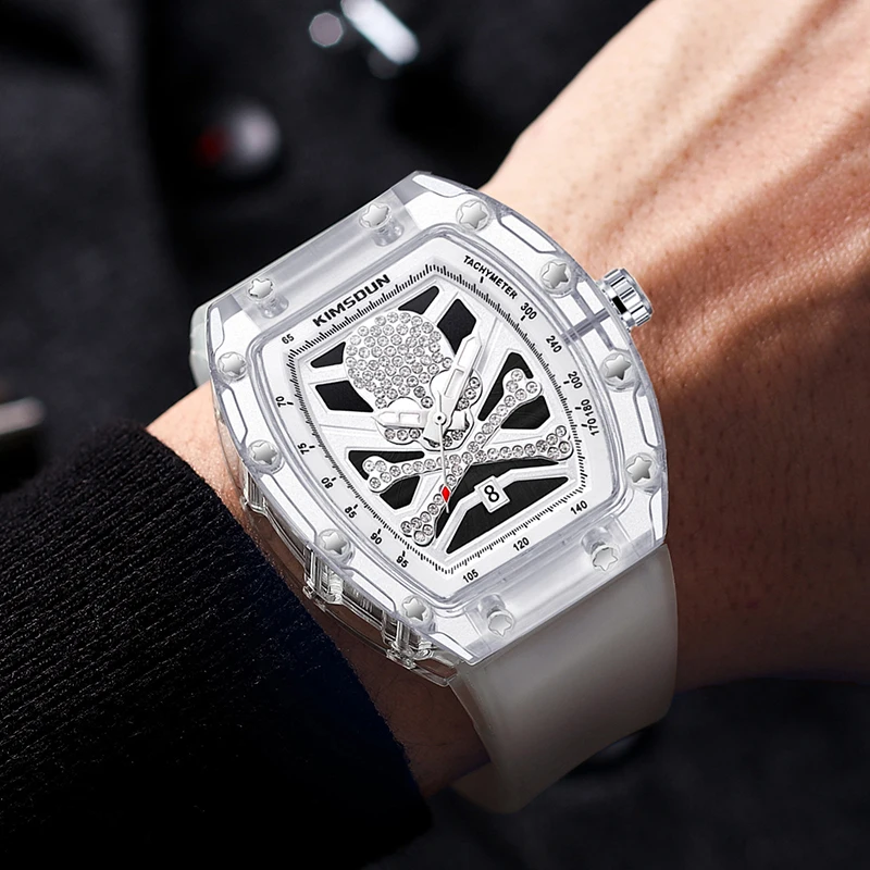 

KIMSDUN, кварцевые индивидуальные мужские часы Hardlex, зеркальные водонепроницаемые Модные мужские наручные часы, светящиеся