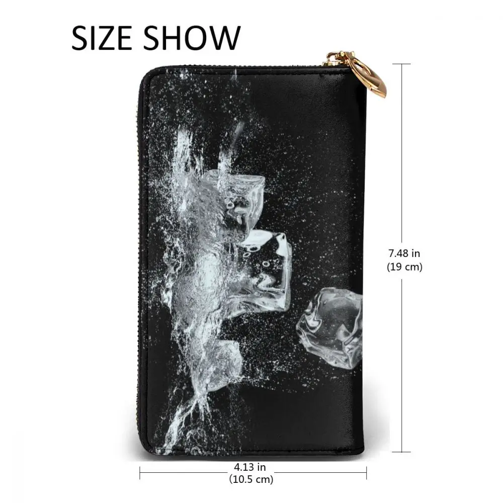 

Fresh Ice Cubes Leather Long Wallet for Credit Card Holder Clutch Bags Unisex Leather Large Capacity