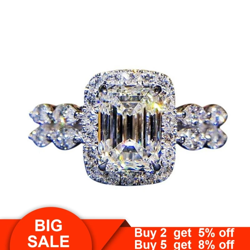 Спарлинг любителей Обручальное кольцо наборы 925 стерлингового серебра AAAA фианит