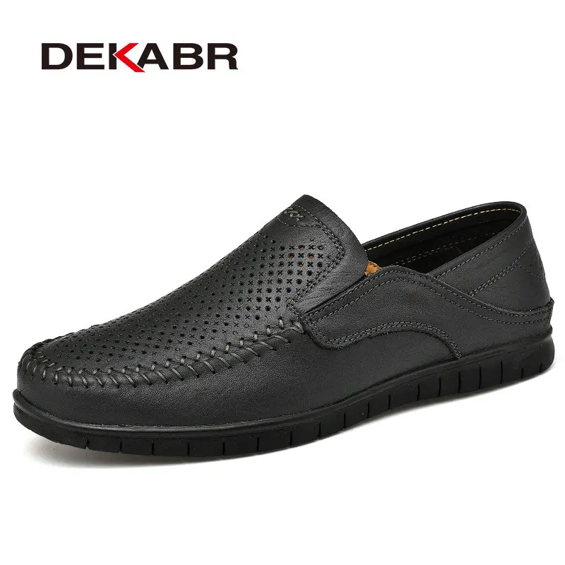 02 Black DEKABR/мужская повседневная обувь из натуральной кожи; люксовый бренд; коллекция года; мужские лоферы; мокасины; дышащие слипоны; обувь для вождения размера плюс 45 - Цвет: 02 Black
