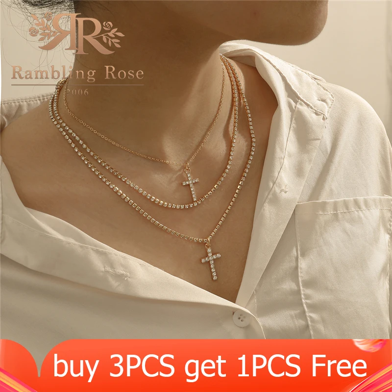 Многослойное ожерелье с крестом для женщин и девочек винтажная цепочка на шею