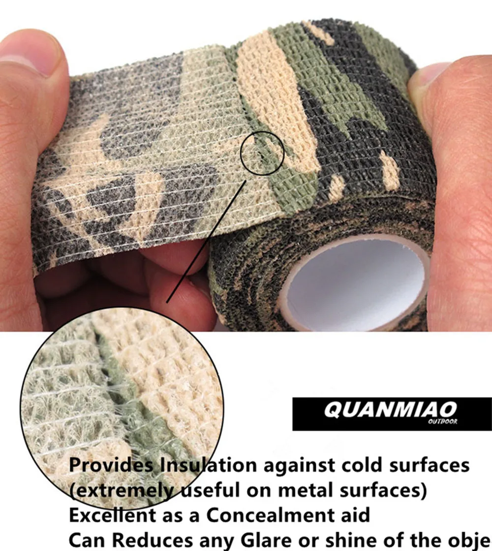 QuanMiao 5 рулонная Камуфляжная Лента самоклеящаяся пленка Военная камуфляжная стрейч-повязка для ружья винтовки кемпинга охотничье оборудование 5 цветов