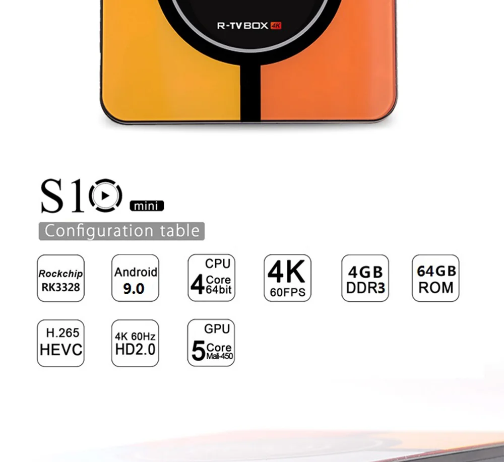 Android 9,0 tv Box S10 мини Смарт ТВ-бокс на Rockchip RK3328 Четырехъядерный 4 ГБ DDR3 32 ГБ/64 Гб 4K H.265 2,4 ГГц wifi USB 3,0 медиаплеер