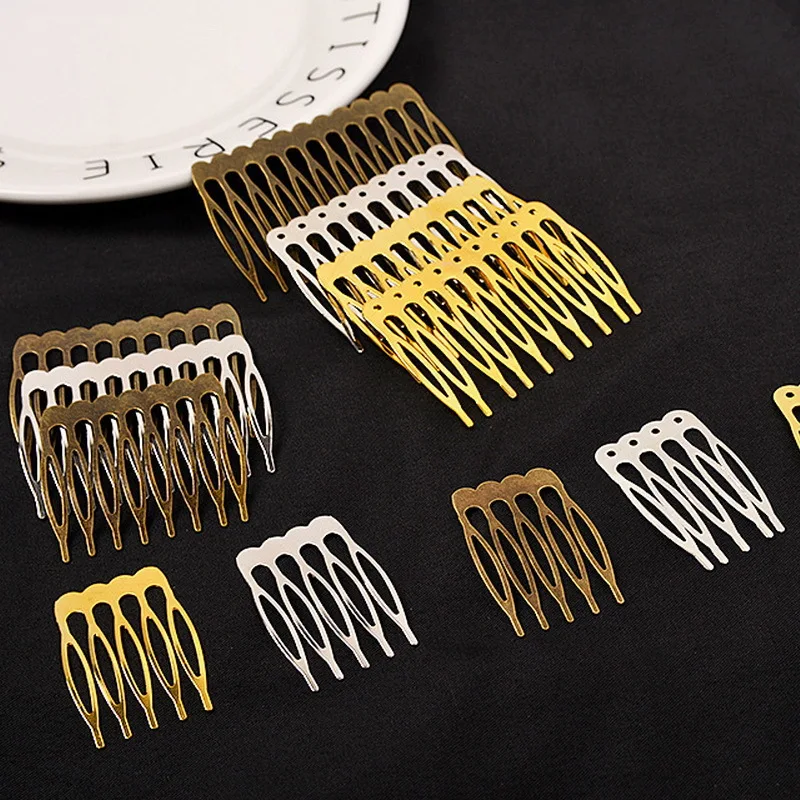 

10pcs 5/10 Teeth Metal Hair Comb Claw Hairpins Gold Rhodium Color for Jewelry Making Findings DIY Women Wedding Hair Components
