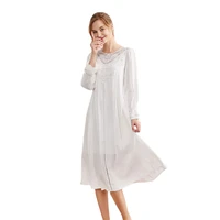 spring summer womens nightdress cotton long sleeved plus size loose home service princess dress french palace pajamas sleepwear
