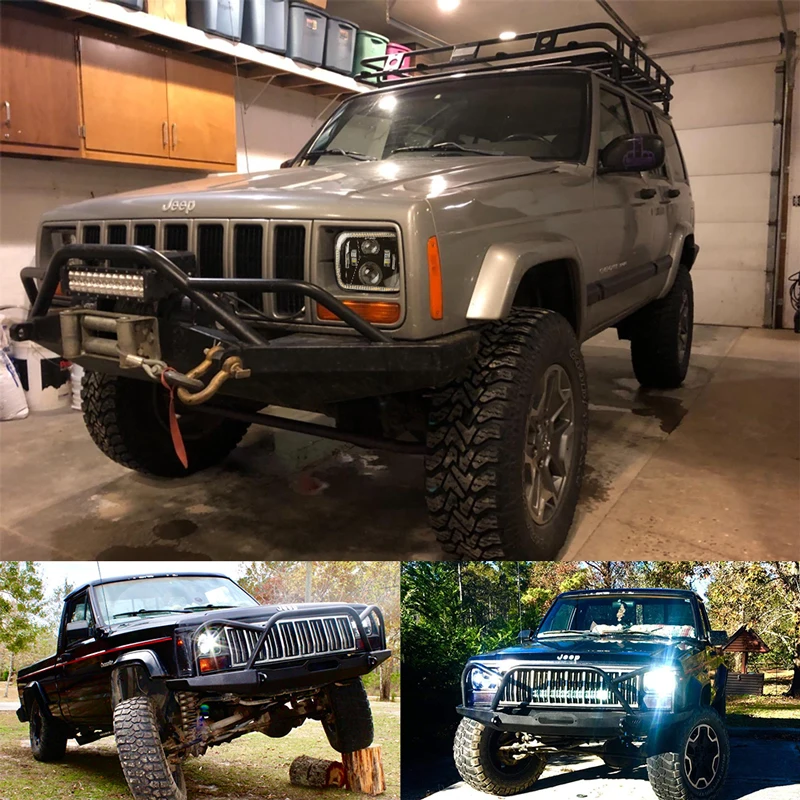 Светодиодная фара 5x7 с DRL Square 6x7 для грузовика Je-ep 1984-2001 XJ Cherokee 1987-1995 YJ Wr-angler |