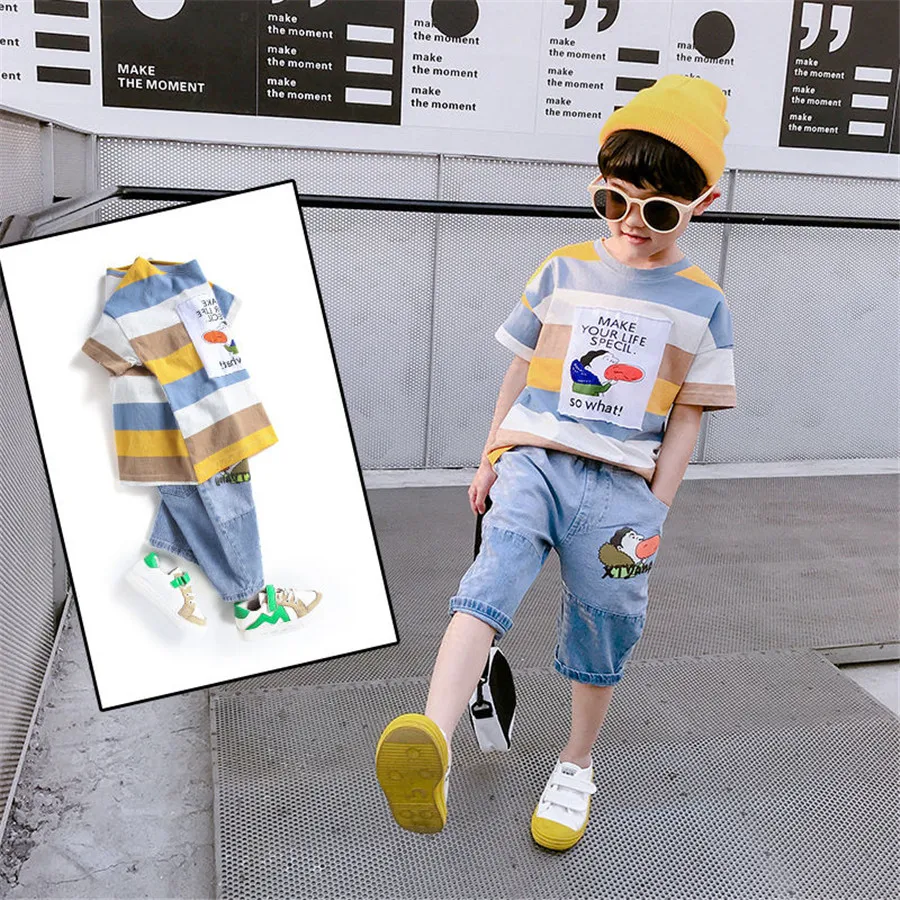 Детская одежда 2020 Лето Одежда для мальчиков подростков комплект одежды девочек