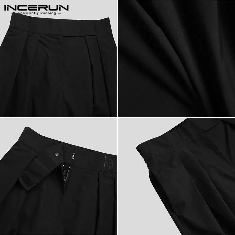 

INCERUN Men Pants Streetwear Solid Korean Style Loose Casual Straight Trousers Joggers Fashion Leisure Pantalones Hombre S-5XL
