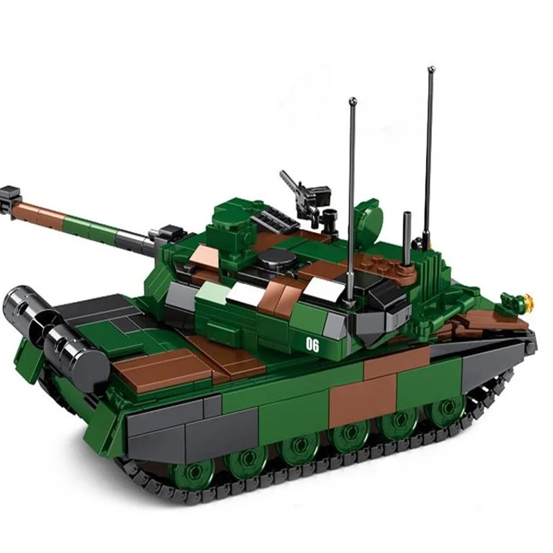 

Military Weapon French Leclerc Main Battle Tank Vehicle Model Building Blocks DIY Bricks Toys For Children Kids Gifts