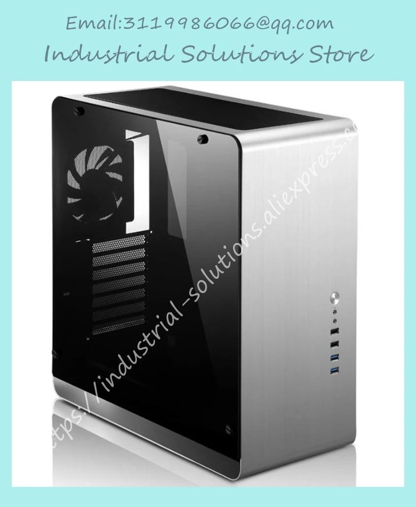 Новый чехол для компьютера UMX4 черный ATX алюминий закаленное стекло боковая