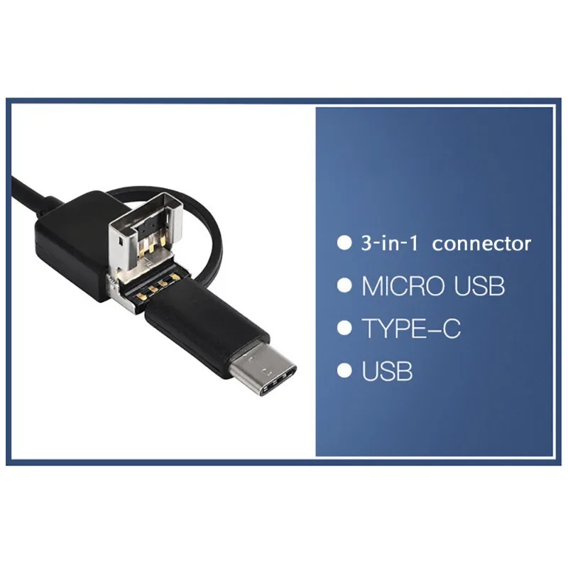 Высокое разрешение бытовой трехв-1 разъем MICROUSB тип-c и USB ушной нос-рот эндоскоп